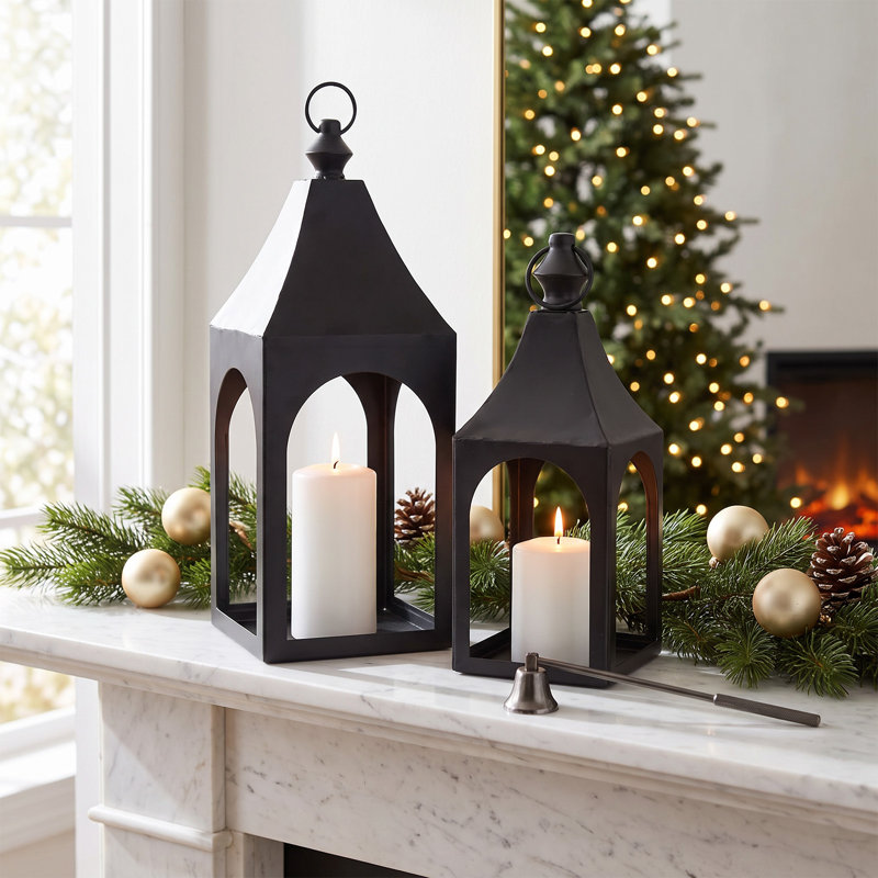 2-Piece Metal Lantern Candle Holders Set