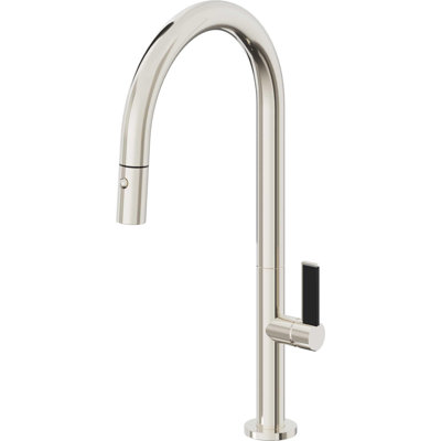 Pull-Down Kitchen Faucet With Button Sprayer - High Arc Spout
