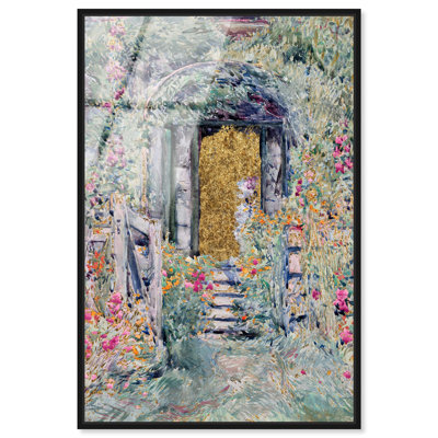 Golden Door Garden Framed High-Gloss Acrylic Glass Wall Art Impresionism Landscape by Art Remedy, Black Frame, 24 x 36