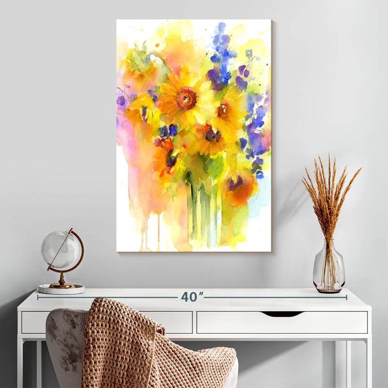 Harnek Sunflowers And Delphinium, 30" H x 20" W
