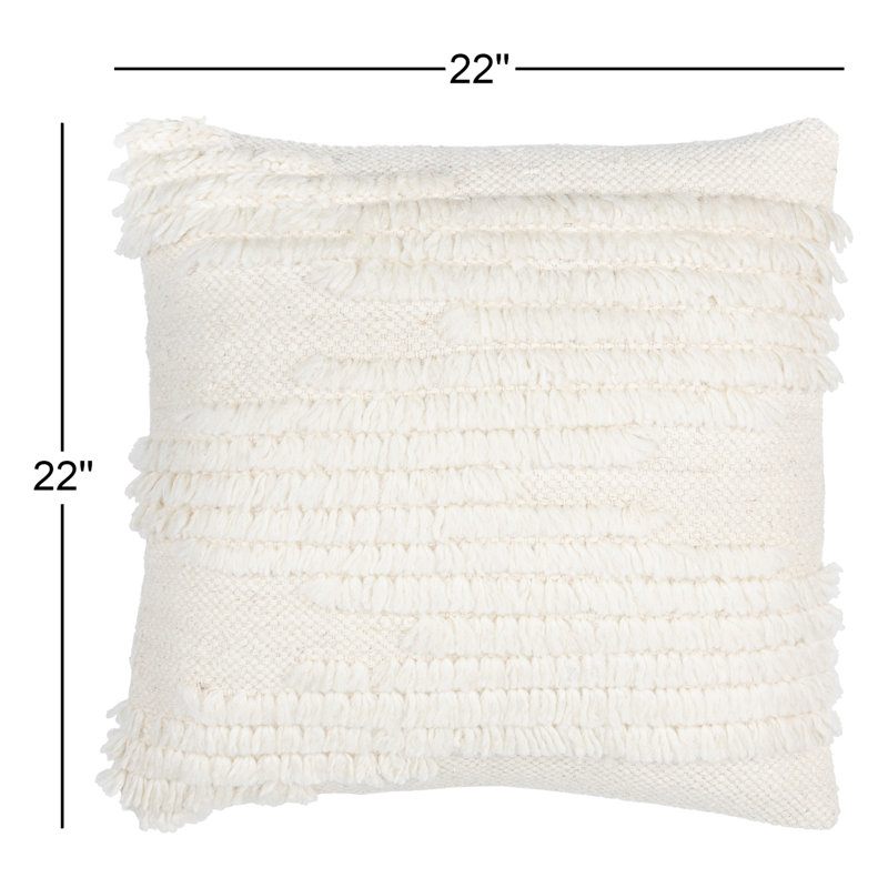 Emberly Ruffled Cotton Reversible Throw Pillow, No Fill, 22" x 22"