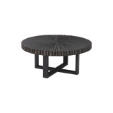 Chainsaw Coffee Table, Round, Black Iron Cross Base, Black/Copper