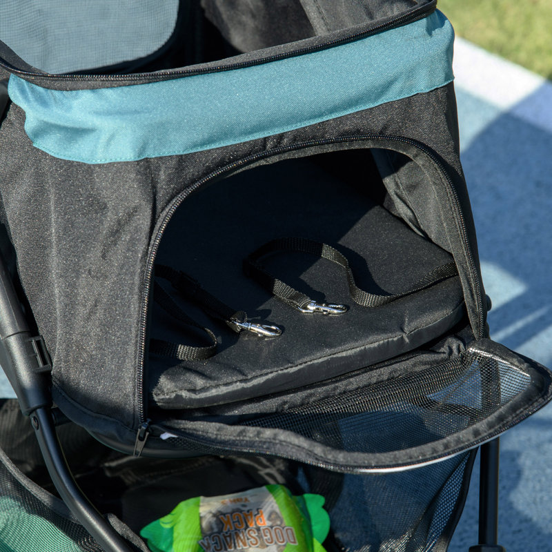 Foldable Pet Pet Stroller, Blue/Black