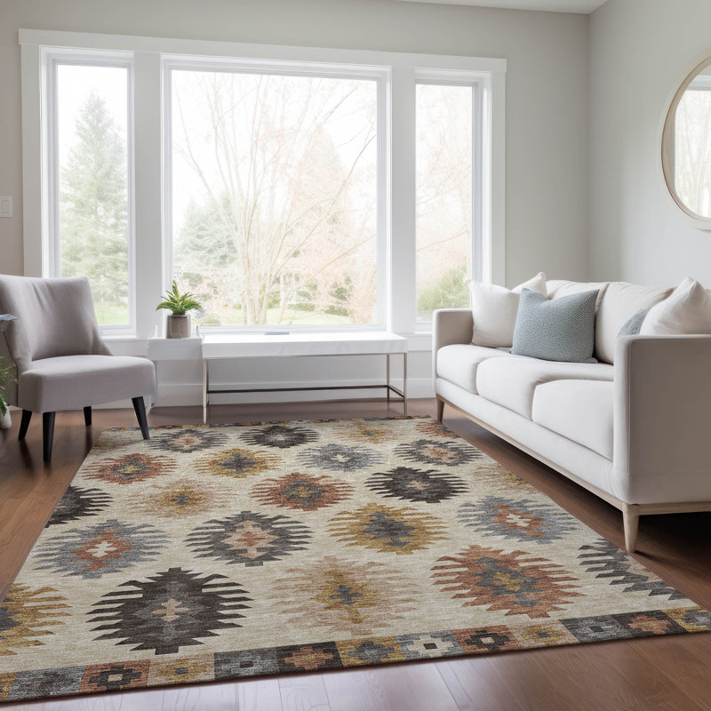 Chayden rug with non-slip backing, Rectangle 5 pi x 7 pi 6 po