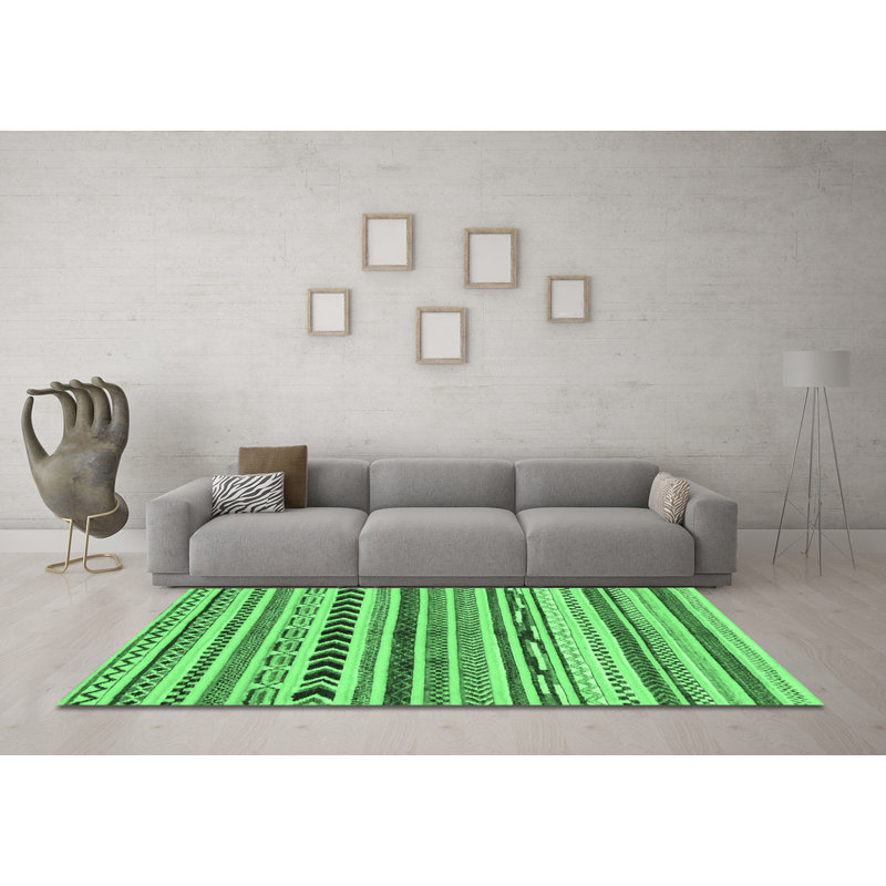 Washable Geometric Indoor Rug, Square 7'