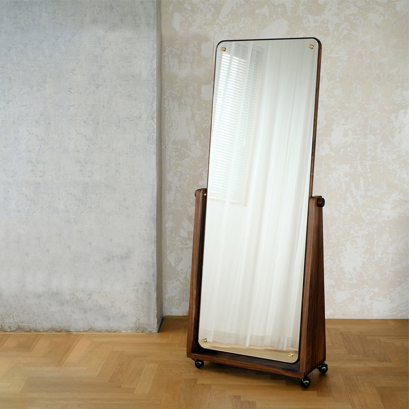 Miroir pleine longueur rotatif rétro, Noyer