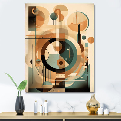 Impression sur toile orange et verte Mid Century Momentum III
