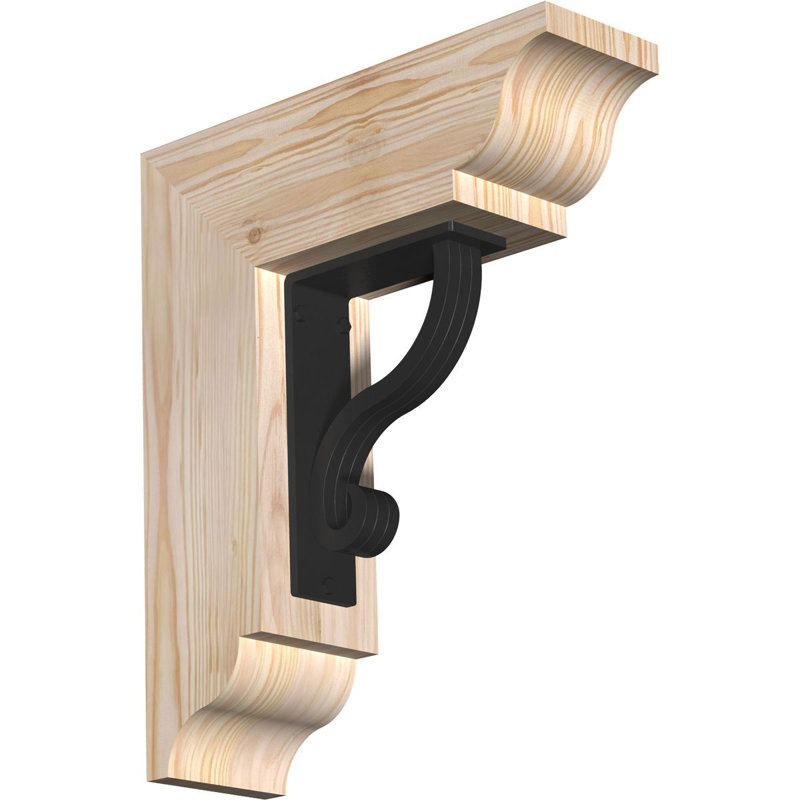 3 1/2"W x 13 1/2"D x 16"H Ashford Traditional Ironcrest Smooth Bracket, Douglas Fir (2"W x 5 1/2"D x 8"H Iron Bracket)