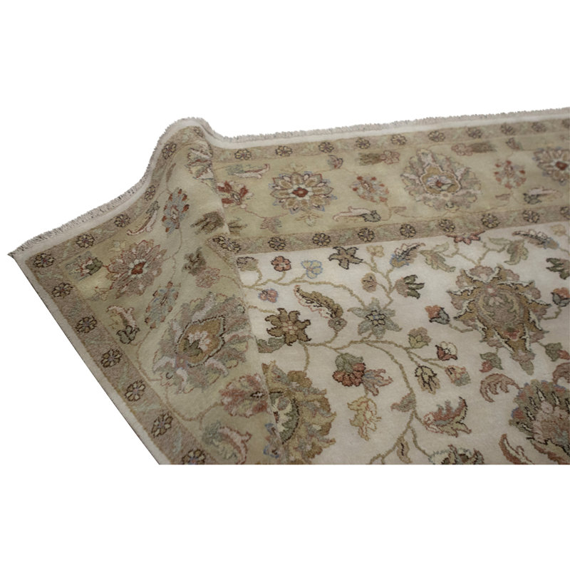 Hand Knotted Wool Oriental Area Rug in Beige