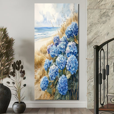Ayanguangs d'hortensias au bord de la mer I - art mural d'hortensias pour le salon