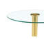 Table basse ronde en verre trempé de 27,5 pouces de diamètre. 17,7 pouces de haut, soutenu par une base en métal doré, avec un bord de luxe léger.-593253546