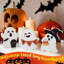 Mignon fantôme, décorations d'Halloween, ensemble de 3 panneaux de décorations de plateau à niveaux en bois pour chat noir