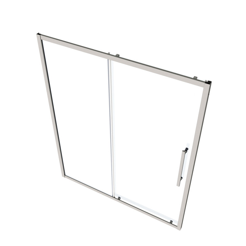 Porte de douche coulissante de 72 po x H 50 à 54 po, verre trempé de 1/4 po, finition, verre Nano Easy Clean et film protecteur, méthode d'installation sans effort, universel à gauche à droite, fermeture magnétique, fuite supérieure simple
