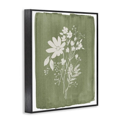 Wildflowers on Olive Green Framed Giclee, design by Stephanie Ryan