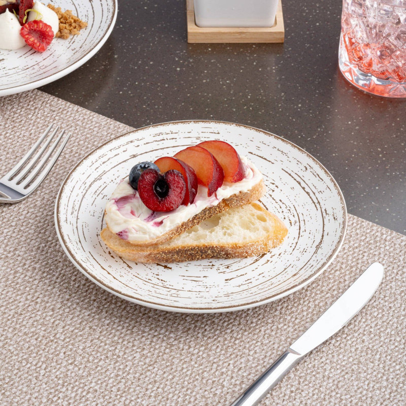 Assiette en porcelaine de qualité supérieure Tornado-blanc mat | Assiette ronde sans rebord 7 po |