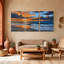 Nautique et plage, océan, coucher de soleil, vagues, nuages, plage, horizon, couleurs, ensemble de 3 impressions sur toile-806196446