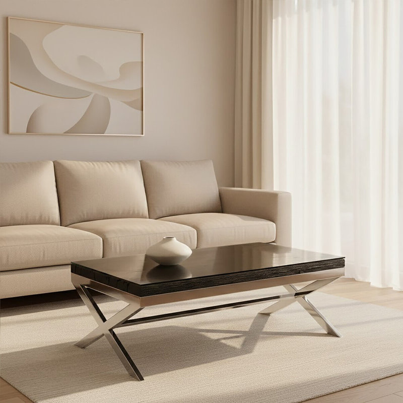 Thane Cross Legs Coffee Table, Black