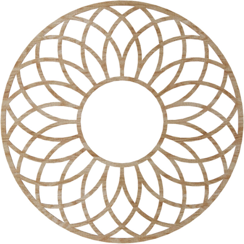 Médaillon de plafond en bois ajouré Cannes, Chêne rouge, H 36 po x l 36 po x P 0,38 po