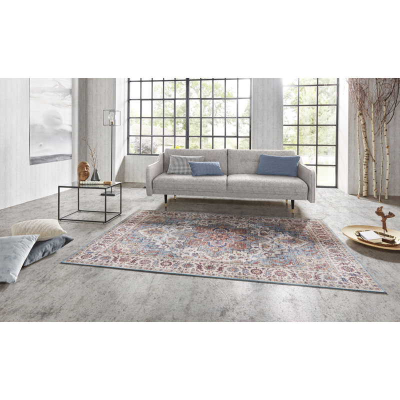 Anthea Machine Woven Blue/Brown Indoor Rug, Rectangle 160 x 230cm