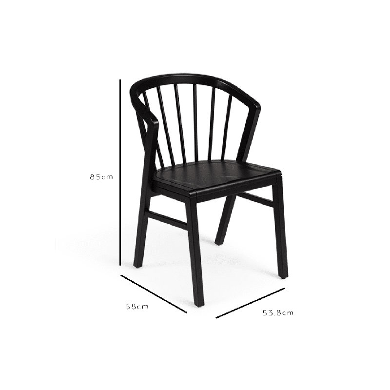 Hopley 47cm H Solid Wood Slat Back Side Chair, Black