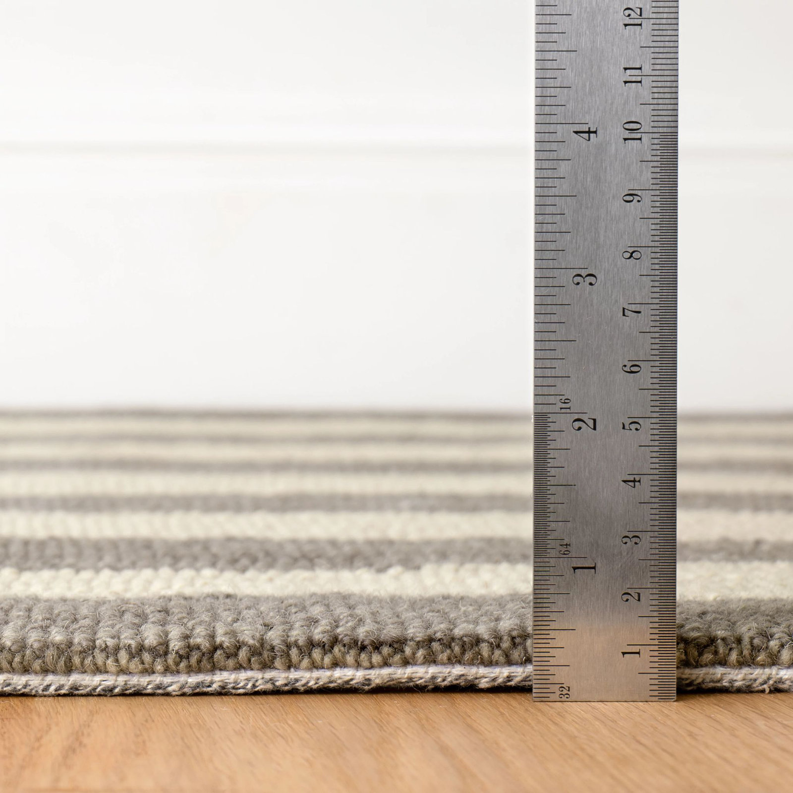 Silas Stripe Grey Hand Micro Hooked Wool Rug, Rectangle 2' x 3'