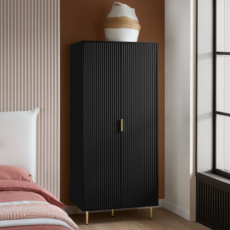 Bethzaida 2 Door Fluted Wardrobe, Matte Black