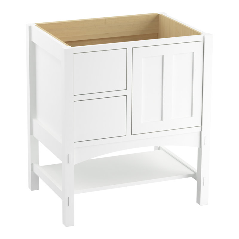 Base de meuble-lavabo 30" marabou avec 1 porte et 2 tiroirs à gauche, Blanc lin