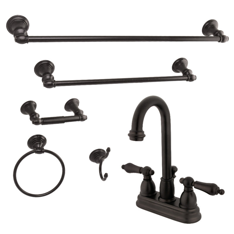 Ensemble de quincaillerie de salle de bain 6 pièces, Bronze huilé