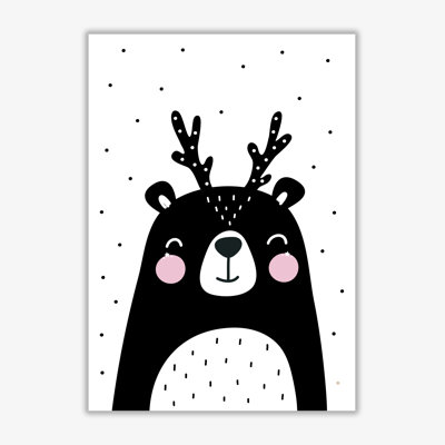 Black Bear With Antlers - Painting