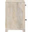 Meuble d'appoint en bois de manguier à une porte avec tiroir, fini blanchi, idéal pour une chambre de style bord de mer.