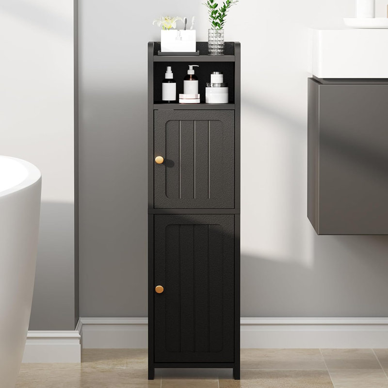 Petite armoire de salle de bain, armoire de rangement avec tablettes réglables et 2 portes