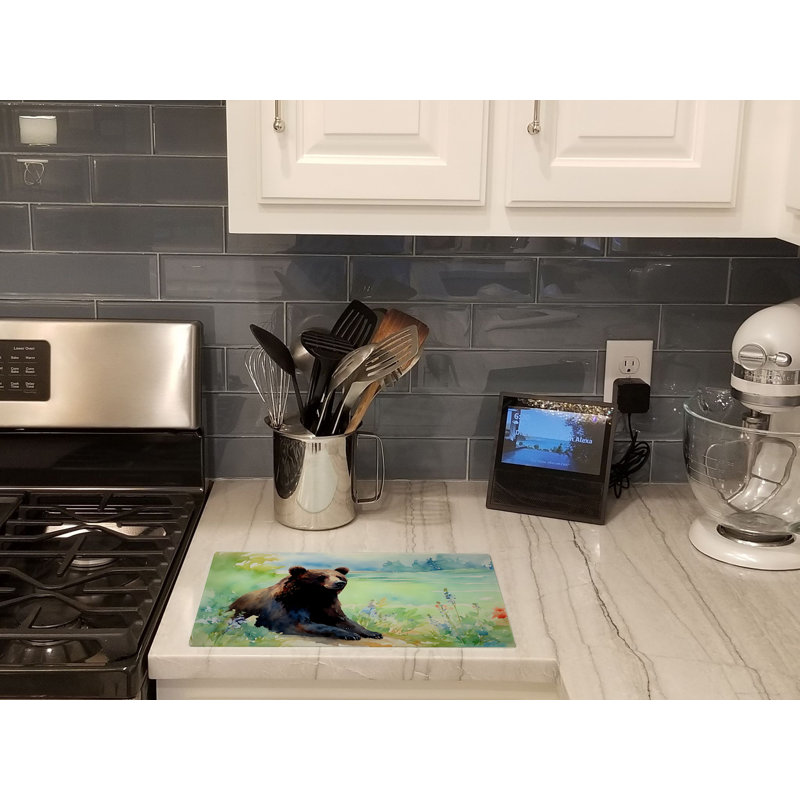 American Black Bear Glass Cutting Board Large