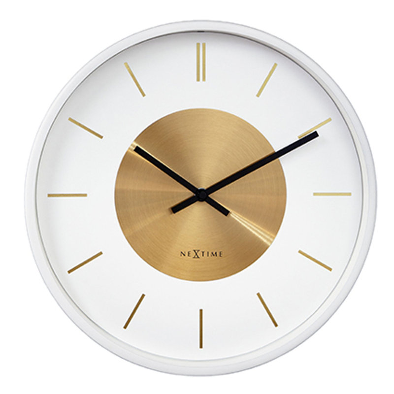 Metal Wall Clock, White/Gold