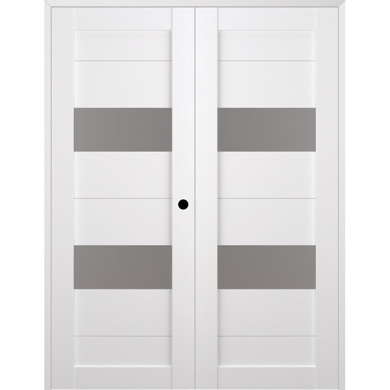 Porte double standard Berta, 71,75 po x 79,37 po, Blanc noble, Gauche