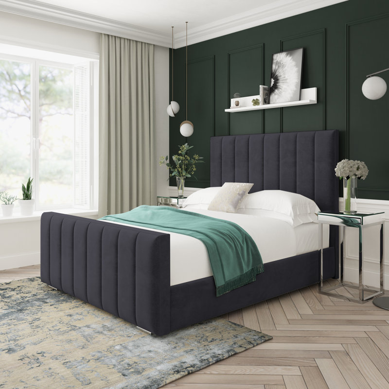 Oakley Naples Velvet Upholstered Ottoman Bed Frame, Single (3'), Black