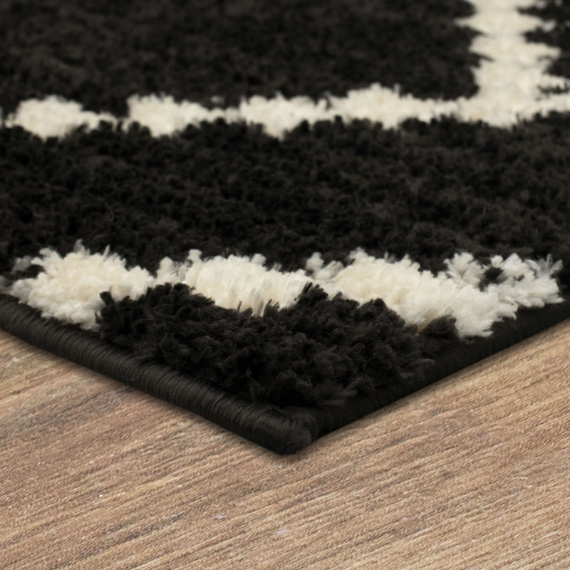 Karastan Rugs Traverse Geometric Polyester Woven Black Area Rug, Rectangle 9' x 12'