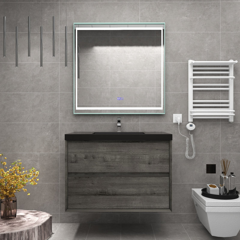 Ensemble de meuble-lavabo simple 36 po, Chêne fumé