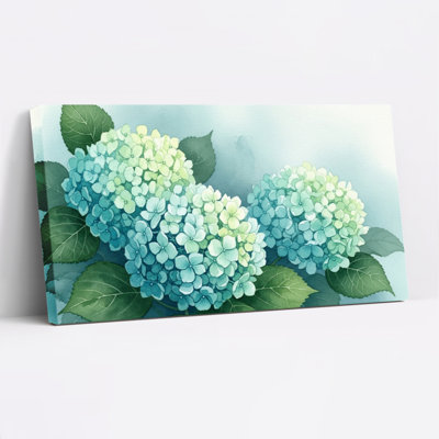 Ensemble de 1 tableau mural aquarelle florale d'hortensia