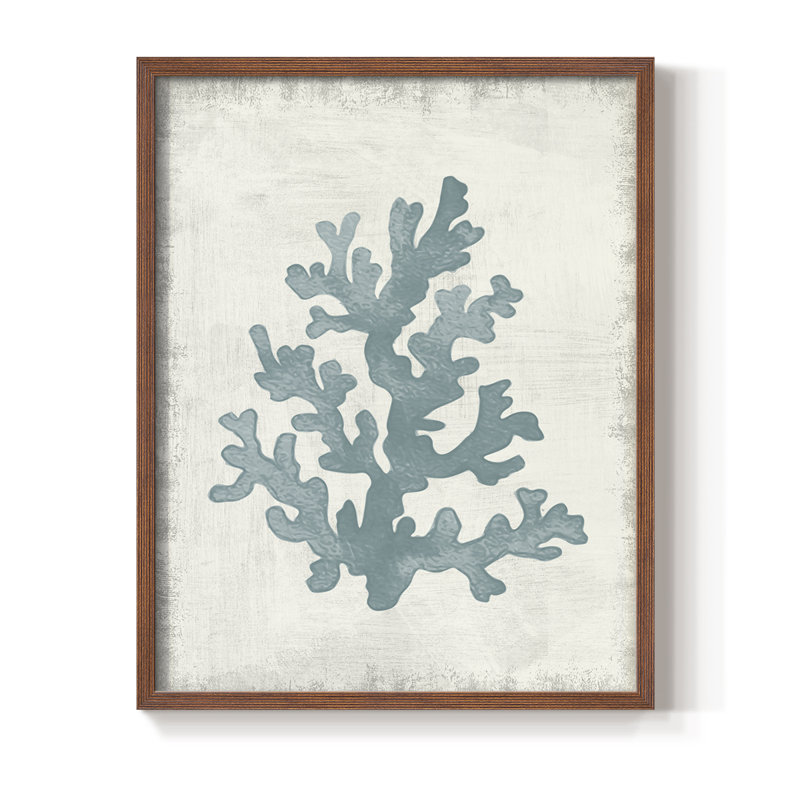 Coral Oasis II, reproduction encadrée - bois massif, H 21 po x l 17 po, Noyer