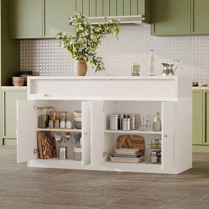 Console de rangement en marbre 60,4 "avec portes coulissantes