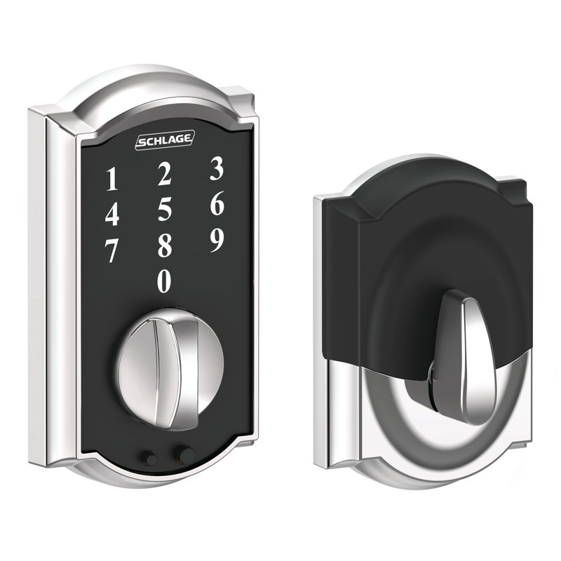 Schlage Touch Keyless Touchscreen Deadbolt with Camelot Trim, Bright Chrome