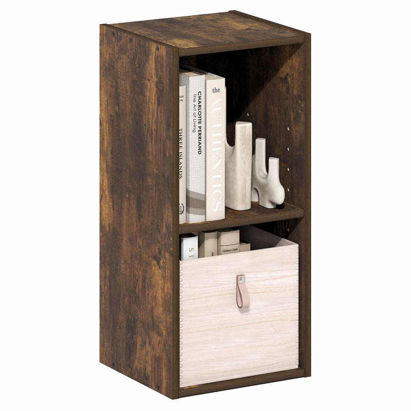 Amilliana Bookcase, (2 Shelves) 21.18"H x 9.84"W x 9.3"D, Amber Pine