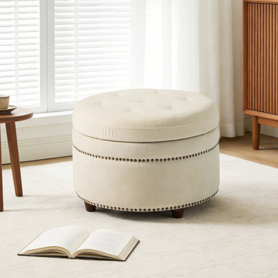 Repose-pieds avec rangement Mika - Siège et table à double face, tabouret d'appoint compact