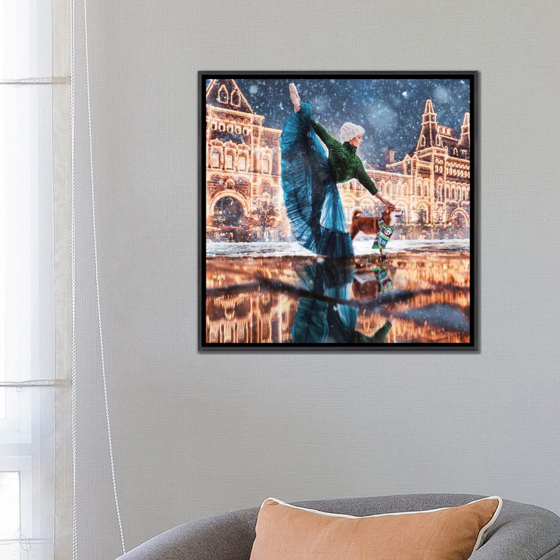 « Moscow Winter » par Hobopeeba-impression, Pas de tapis, H 26 po x l 26 po x P 1,5 po, Toile avec cadre noir patiné