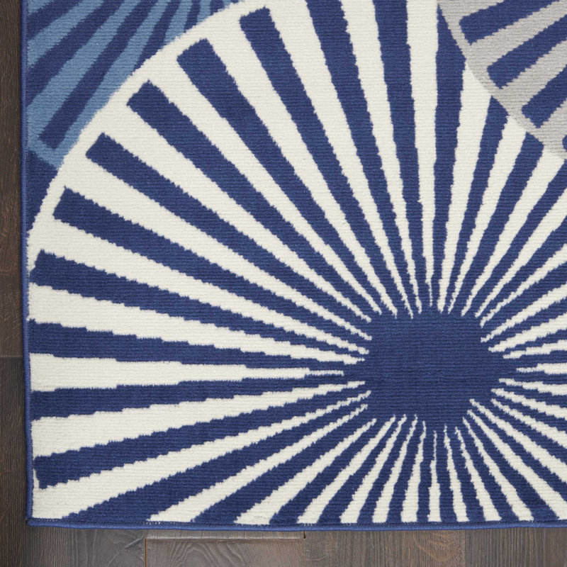 Tapis bleu marine Lindall, Tapis de couloir 2 pi 3 po x 7 pi 6 po