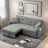 3 In 1 Convertible Sleeper Sofa Bed With Reclining Backrest, Pillows And Side Pockets-1869365428