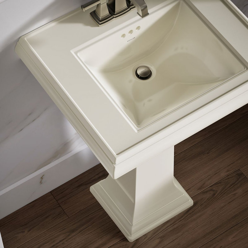 Memoirs  Pedestal Tall Bathroom Sink with Overflow, Biscuit, 4" Centers