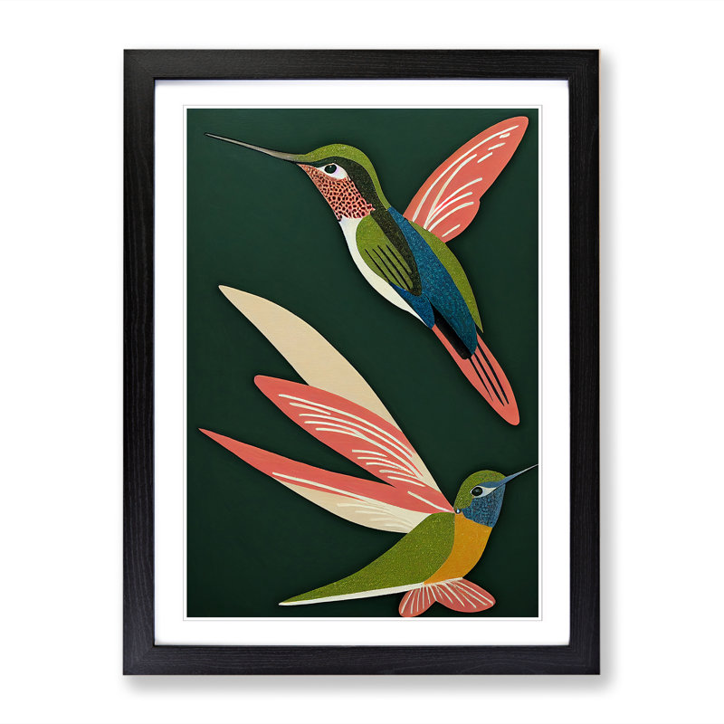 Aculina Hummingbird Unique Art Vol.1 - Single Picture Frame Print, Black, 46cm H x 34cm W x 2cm D