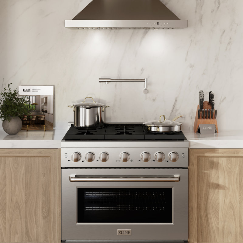 ZLINE 36" Paramount Dual Fuel Stainless Steel Range w/ 6 Brass Burners & Convection Oven (SDR-BR-36)