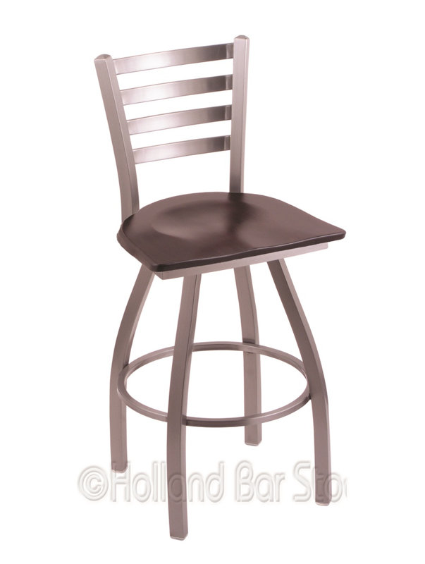 Tabouret de bar pivotant de 30" Evers, Érable cerisier foncé, Noir froissé, Tabouret de comptoir (siège d'une hauteur de 25 p